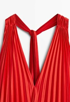 Massimo Dutti Studio-Pleated - Maxi Dress - Red -Massimo Dutti Shop a6e1a255a88742dea51e09c08fe2cd17