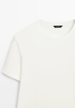 Massimo Dutti SHORT SLEEVE WITH CREW NECK - Basic T-shirt - Beige -Massimo Dutti Shop a6f77f61e6434043b3bf4cdb75aec265