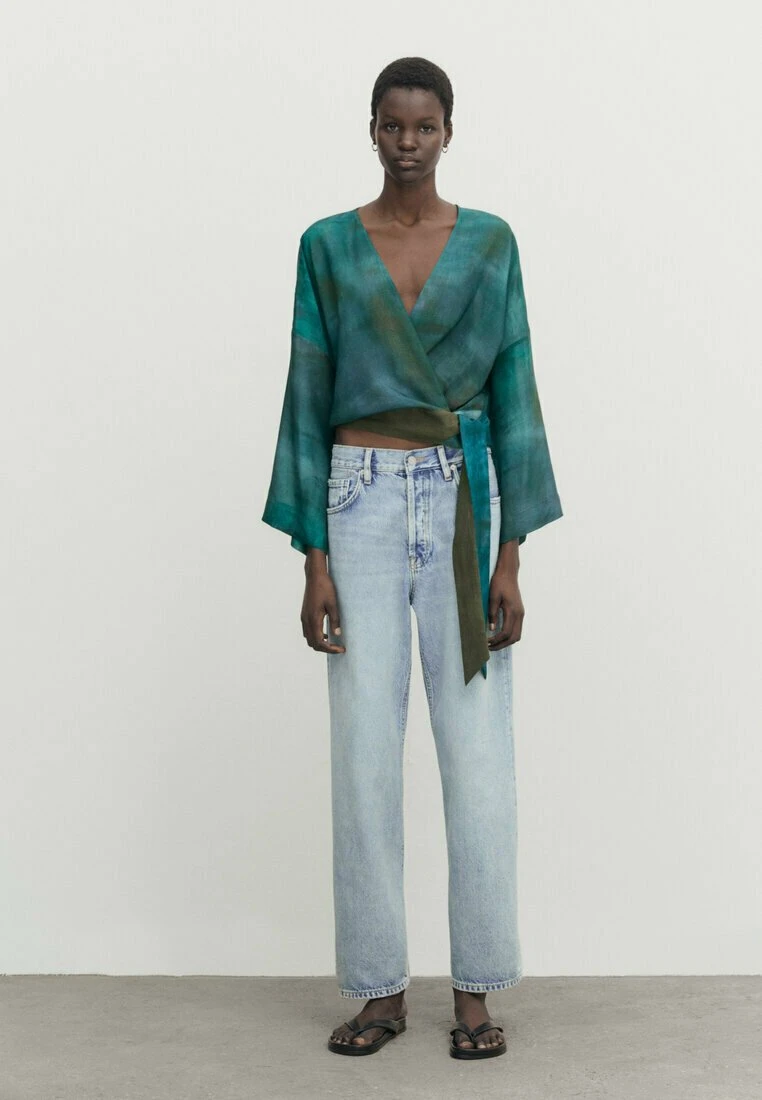 Massimo Dutti Ombré Printed Crossover - Blouse - Evergreen 3 Massimo Dutti Ombré Printed Crossover - Blouse - Evergreen