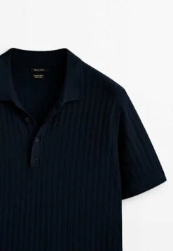 Massimo Dutti Vertical Textured - Polo Shirt - Blue -Massimo Dutti Shop a7665e85aa9c4ecc81d0a37712b12455