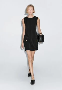 Massimo Dutti SHORT SLEEVELESS ROUND NECK - Day Dress - Black