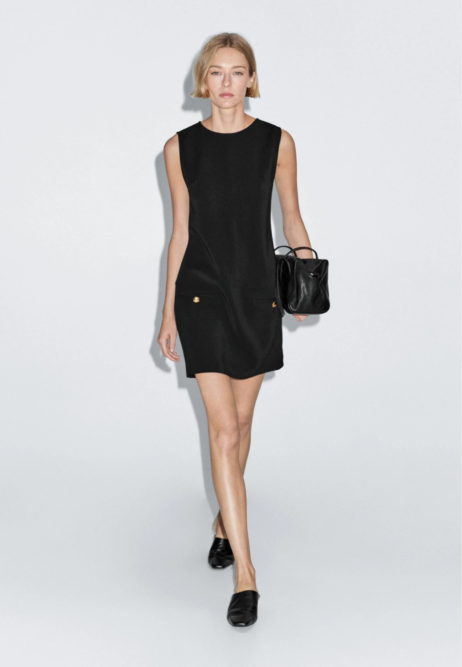 Massimo Dutti SHORT SLEEVELESS ROUND NECK - Day Dress - Black 3 Massimo Dutti SHORT SLEEVELESS ROUND NECK - Day Dress - Black