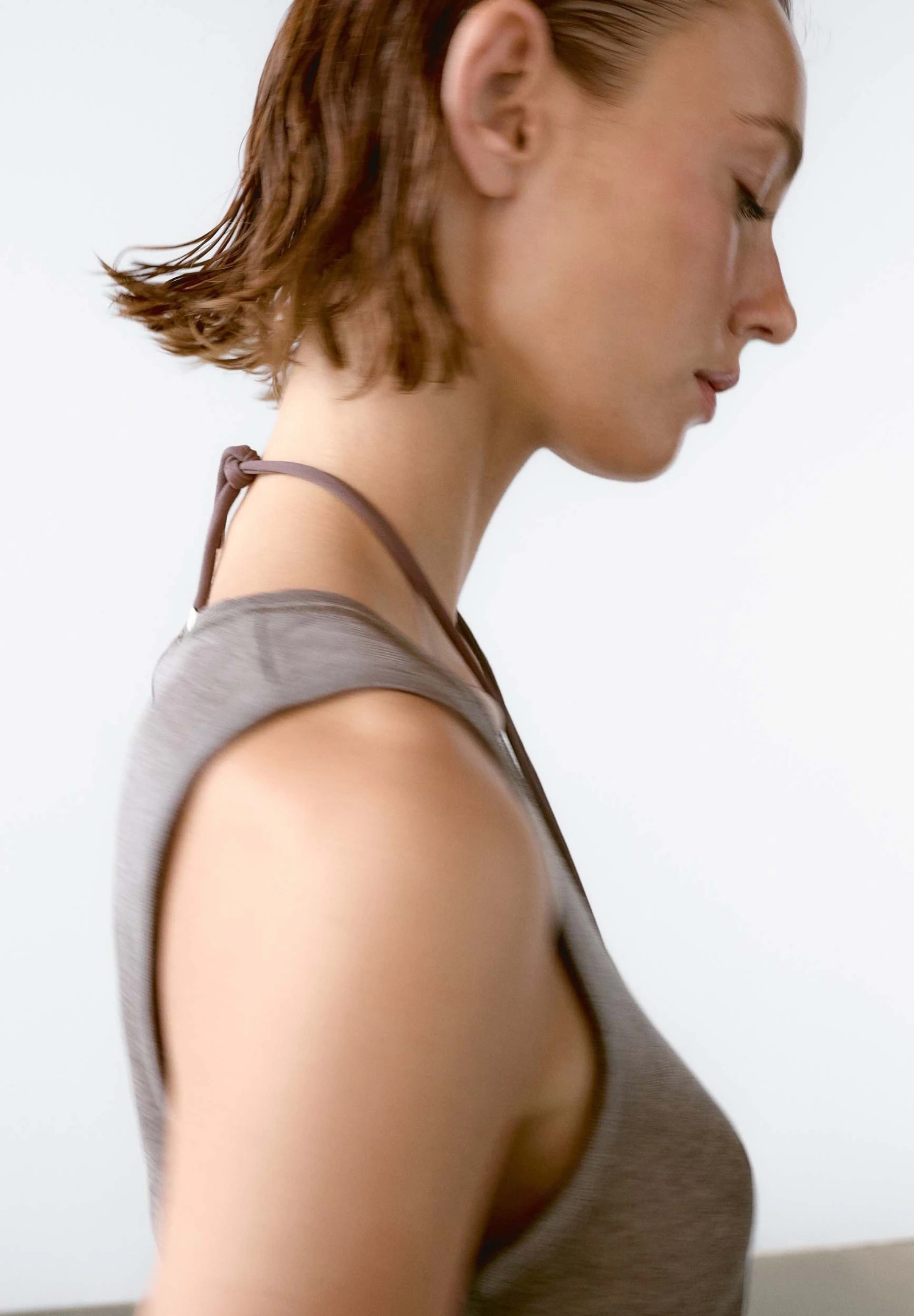 Massimo Dutti ROUND NECK WITH SEAM DETAILS - Top - Brown 4 Massimo Dutti ROUND NECK WITH SEAM DETAILS - Top - Brown - Image 2