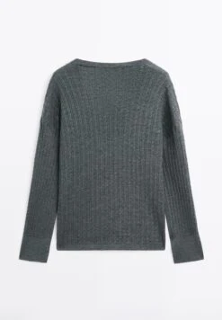 Massimo Dutti V-NECK WITH BRAIDED DETAIL - Jumper - Grey -Massimo Dutti Shop a835d0d142b744548545537de448dfd0