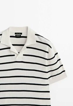 Massimo Dutti Short Sleeve Striped - Polo Shirt - Beige -Massimo Dutti Shop a837c62915eb442b82b35cdbae6e2ebf