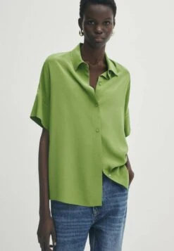 Massimo Dutti Flowing - Button-Down Blouse - Green