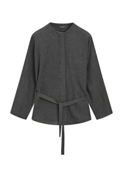 Massimo Dutti FELT TEXTURE WITH TIE DETAIL - Blouse - Grey