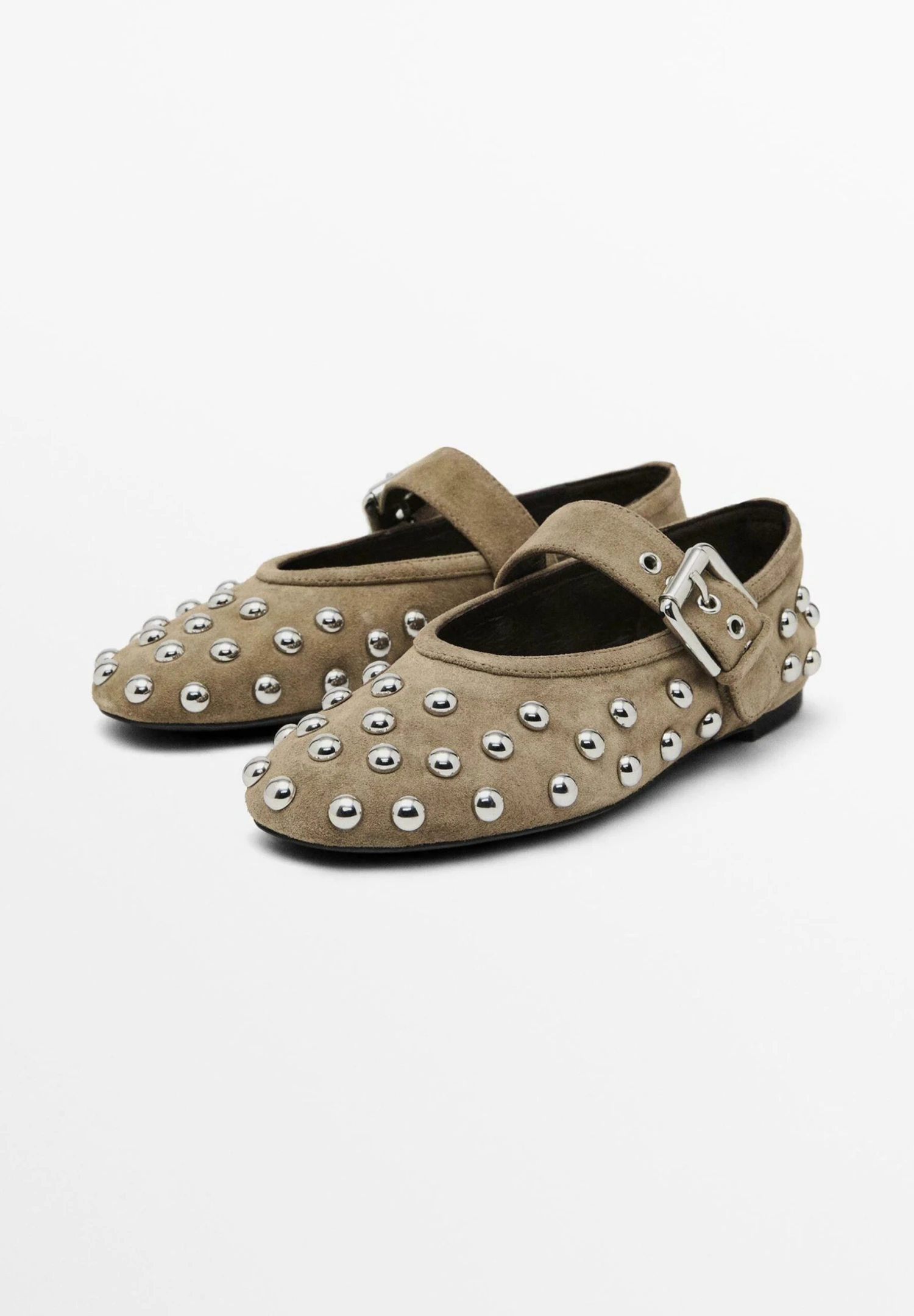 Massimo Dutti STUDDED FLATS - Ankle Strap Ballet Pumps - Camel 4 Massimo Dutti STUDDED FLATS - Ankle Strap Ballet Pumps - Camel - Image 2