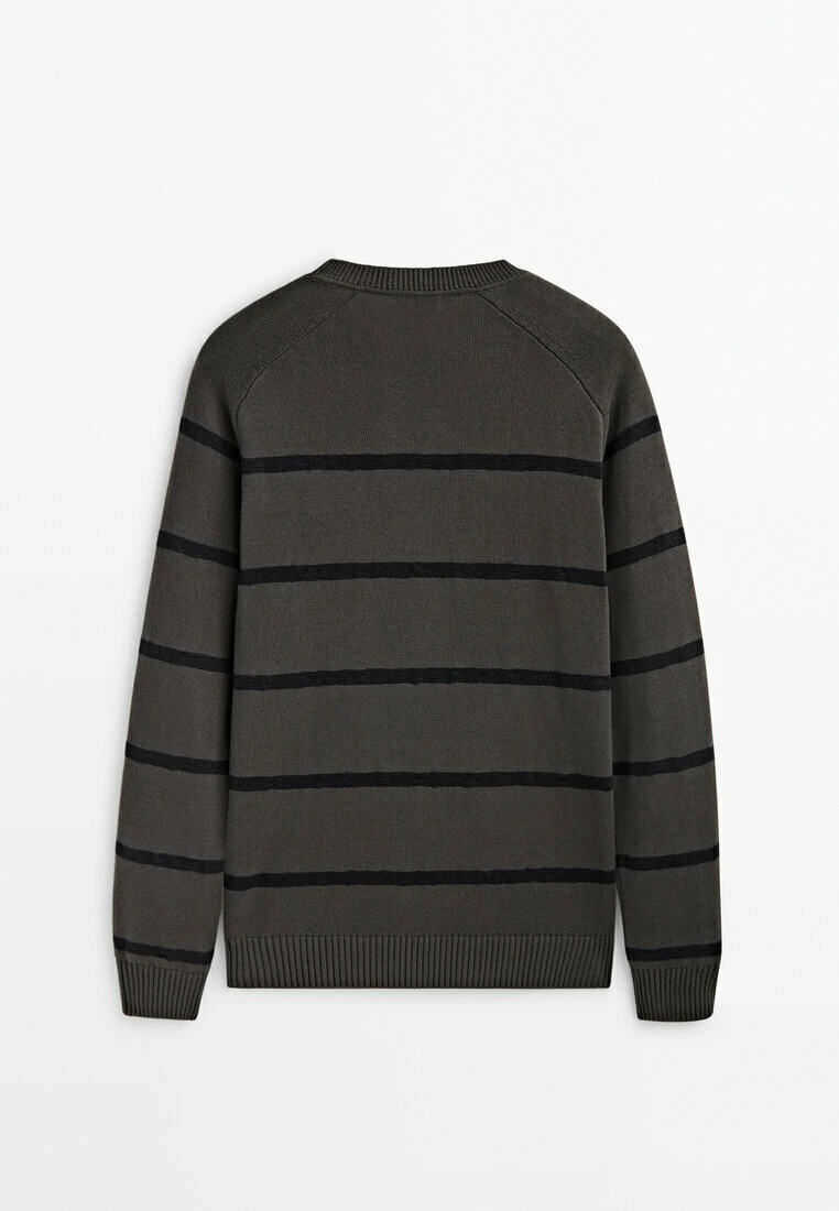 Massimo Dutti Colour Block Crew Neck- Jumper - Dark Grey 8 Massimo Dutti Colour Block Crew Neck- Jumper - Dark Grey - Image 6