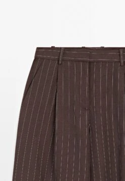 Massimo Dutti DARTED PINSTRIPE - Trousers - Brown -Massimo Dutti Shop a8e2a73e535e43b087fd15bdd581e4d6