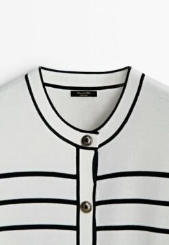 Massimo Dutti Striped Short Sleeve- Cardigan - White -Massimo Dutti Shop a91f607d903e4534b2e031380cf1c339