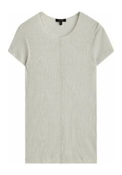 Massimo Dutti Shiny With Central Seam - Basic T-Shirt - Beige -Massimo Dutti Shop a98759b8a0cd478b9fd9b080a325d593