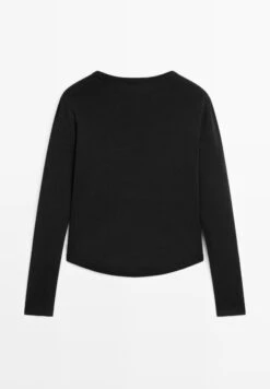 Massimo Dutti LONG SLEEVE WITH ROUNDED HEM - Long Sleeved Top - Black -Massimo Dutti Shop a9deba029d3d4a039cc0fef20fda6e8b