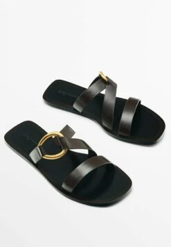Massimo Dutti With Metal Ring Detail- Mules - Brown -Massimo Dutti Shop aa2429fc62354f5f88a86a3d693a7e37
