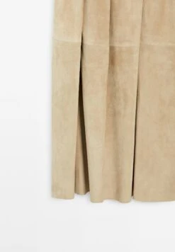 Massimo Dutti LONG PLEATED SUEDE FINISH - Leather Skirt - Beige -Massimo Dutti Shop aa2e7e916e0649619ef4e2163d704a1f