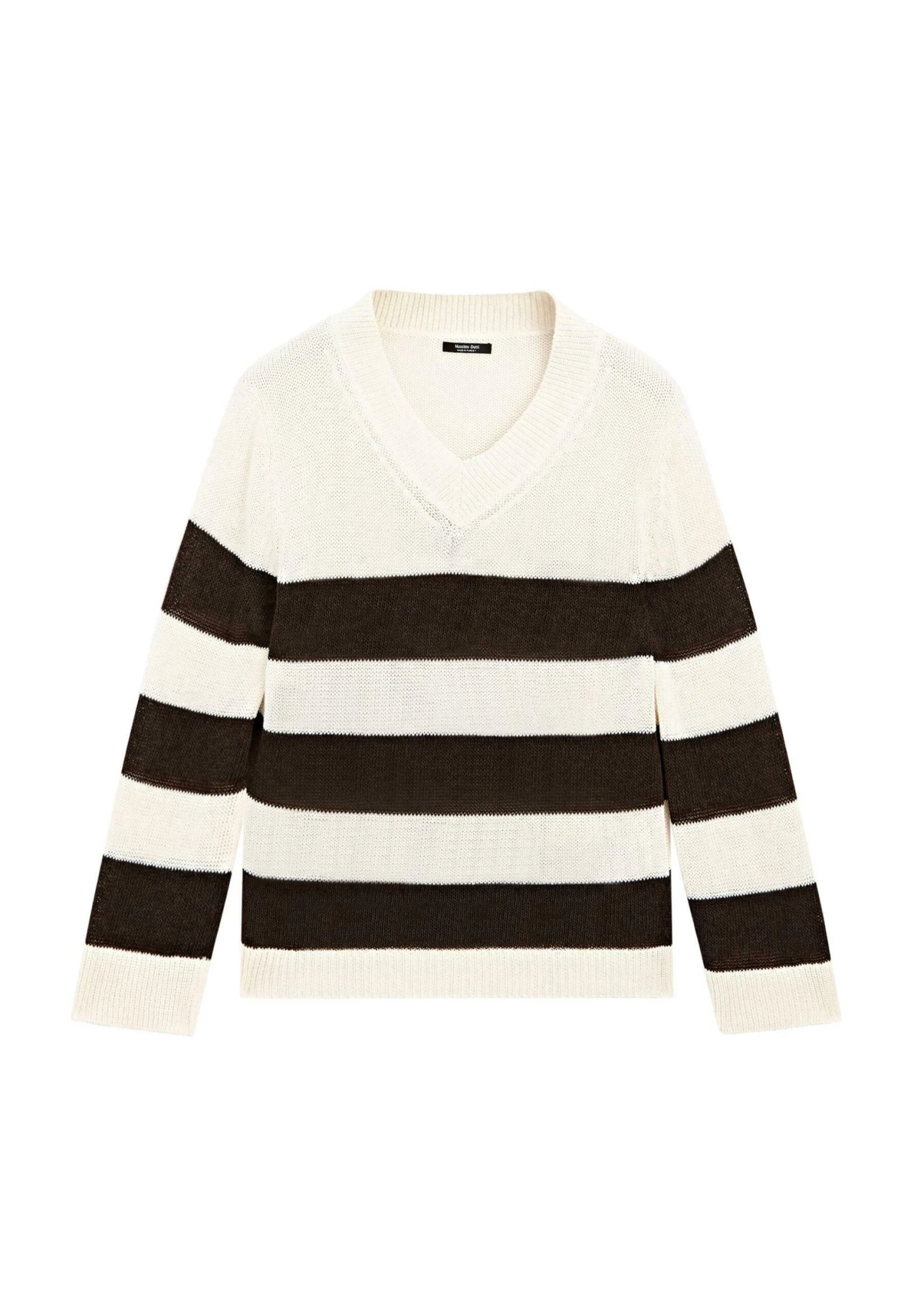 Massimo Dutti STRIPED V-NECK WITH LONG SLEEVE - Jumper - Beige 7 Massimo Dutti STRIPED V-NECK WITH LONG SLEEVE - Jumper - Beige - Image 5