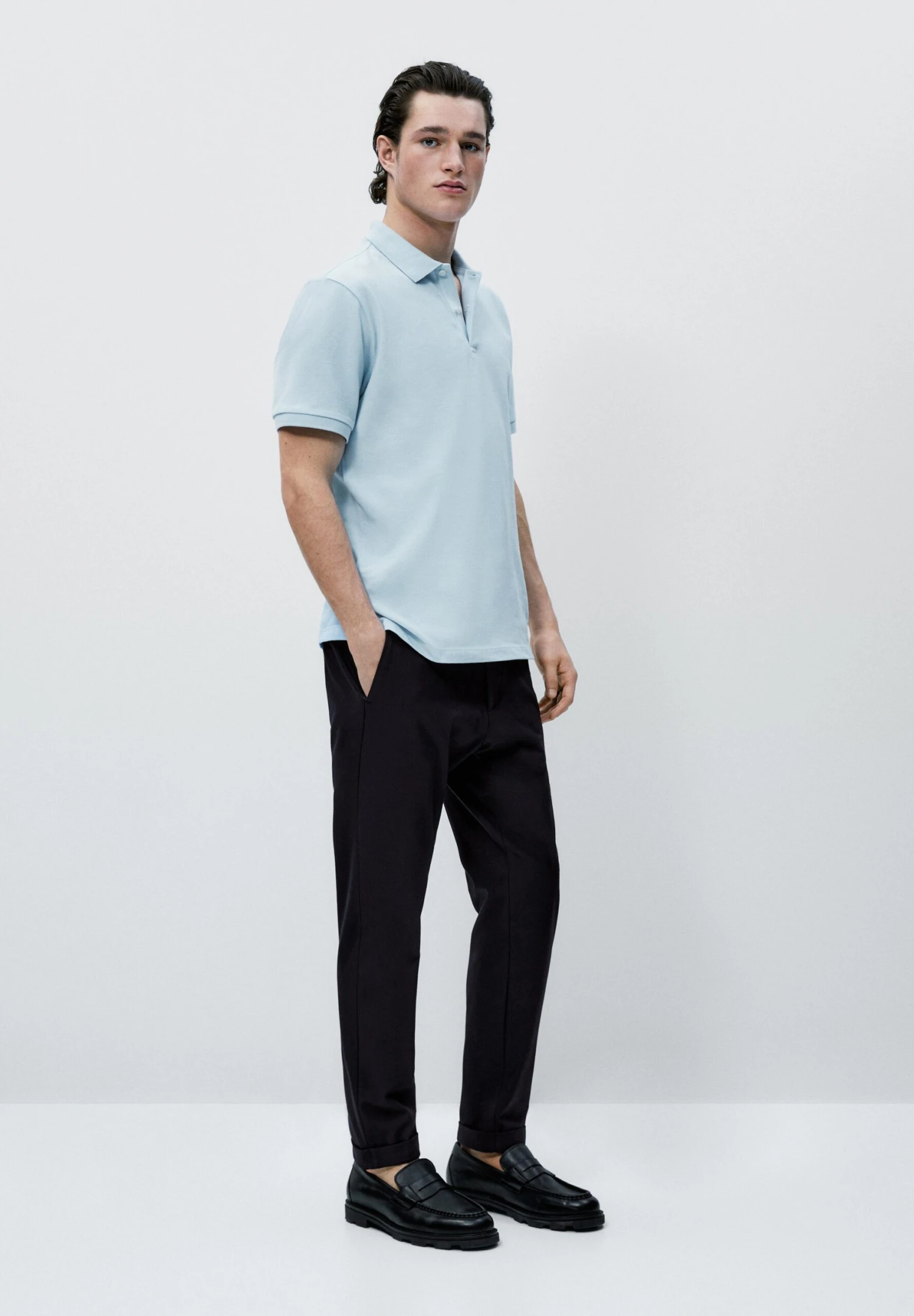 Massimo Dutti Polo Shirt - Blue/Grey 6 Massimo Dutti Polo Shirt - Blue/Grey - Image 4