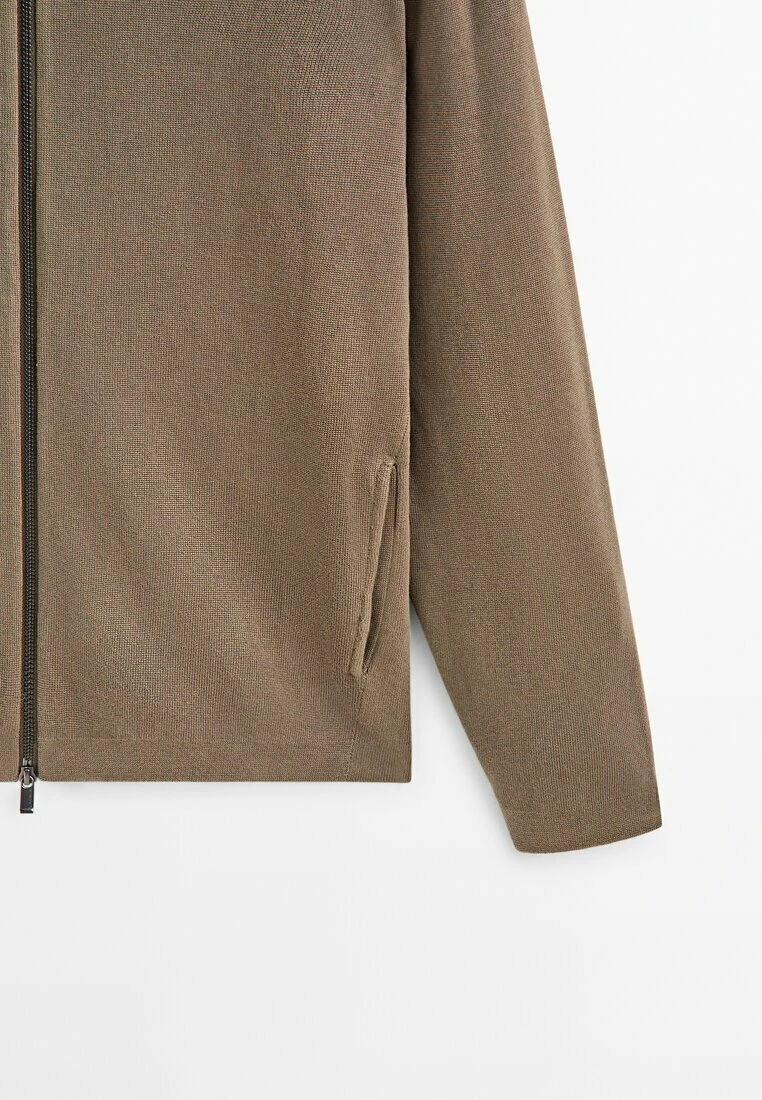 Massimo Dutti Milano With A Mock Neck And Zip - Cardigan - Stone 12 Massimo Dutti Milano With A Mock Neck And Zip - Cardigan - Stone - Image 10