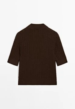 Massimo Dutti ELBOW SLEEVES WITH POLO COLLAR - Polo Shirt - Mottled Dark Brown -Massimo Dutti Shop aadd3d7d2c4842bbb629e5a3aa99980d