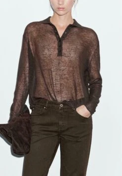 Massimo Dutti MID-WAIST TAPERED FIT - Straight Leg Jeans - Mottled Dark Brown -Massimo Dutti Shop ab05e069b7f148b89b106048efd9b7fb