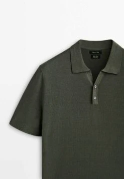 Massimo Dutti With V-Neck And Buttons - Polo Shirt - Khaki -Massimo Dutti Shop ab5b103caea64660a5ae06b4367008ad