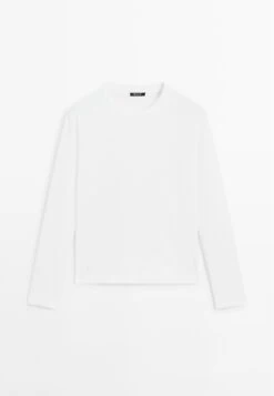 Massimo Dutti INTERLOCK LONG SLEEVE - Long Sleeved Top - White -Massimo Dutti Shop ab8083df519843899e2bfc440fc69726
