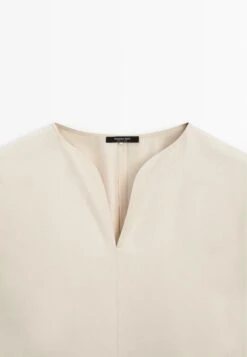 Massimo Dutti FLOWING V-NECK LONG SLEEVE - Blouse - Mottled Beige -Massimo Dutti Shop ab898d8cf8ad40fdae4f4d9353f4532f