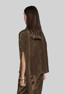 Massimo Dutti PINSTRIPE GARMENT WITH SCARF COLLAR - Blouse - Mottled Dark Brown -Massimo Dutti Shop ab8a1a2aac7d4b768fc46f587edf34fc