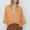Massimo Dutti Short Sleeve - Button-Down Blouse - Orange 2 Massimo Dutti Short Sleeve - Button-Down Blouse - Orange -Massimo Dutti Shop aba640733ce546388804758d9988642d