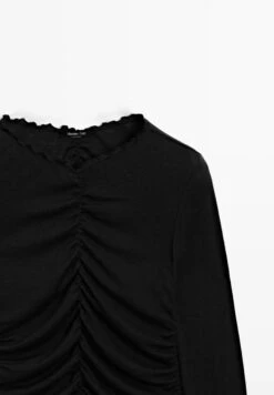 Massimo Dutti GATHERED LONG SLEEVE WITH V-NECK - Long Sleeved Top - Black -Massimo Dutti Shop abd1930eb16b4a2c8f9f1d0c01a09126