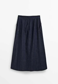 Massimo Dutti Rinse-Wash Box Pleat - Pencil Skirt - Dark Blue -Massimo Dutti Shop ac43e804f5254312adafa99de9741415