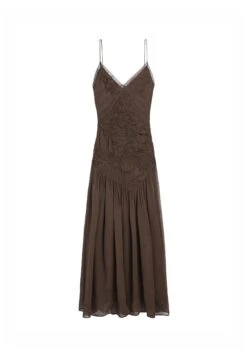 Massimo Dutti LONG SLIP WITH GATHERED DETAIL - Cocktail Dress / Party Dress - Dark Brown -Massimo Dutti Shop ac7785106d924ccfb7f7a6b29512e7cd