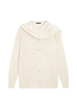 Massimo Dutti BUTTONED V-NECK WITH SCARF - Cardigan - Beige -Massimo Dutti Shop ac893868d426488d8067733853923557
