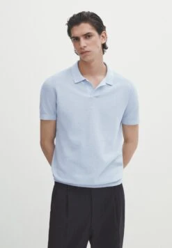 Massimo Dutti Smocked - Polo Shirt - Light Blue