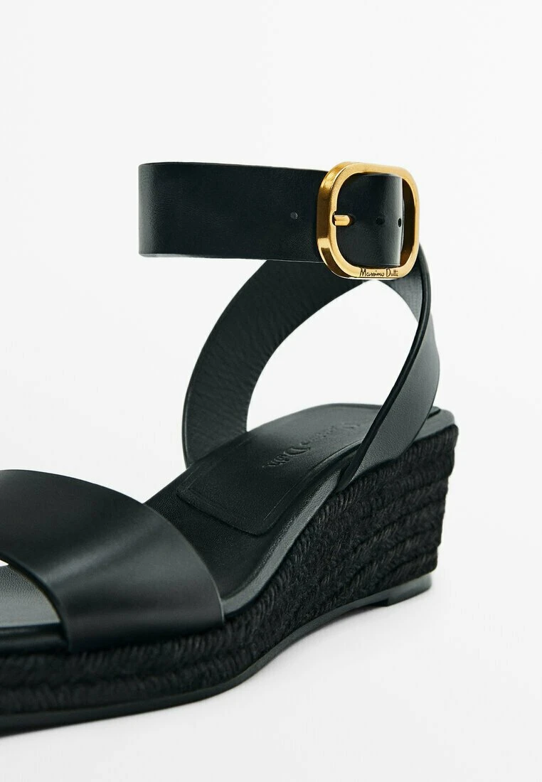 Massimo Dutti With Buckled Strap - Wedge Sandals - Black 7 Massimo Dutti With Buckled Strap - Wedge Sandals - Black - Image 5