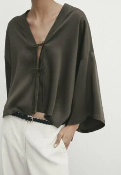 Massimo Dutti With Ties - Blouse - Mottled Brown