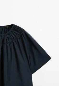 Massimo Dutti With Gathered Detailing - Blouse - Dark Blue -Massimo Dutti Shop ad0a477f1d084071bc81a7bf3b9c00b2