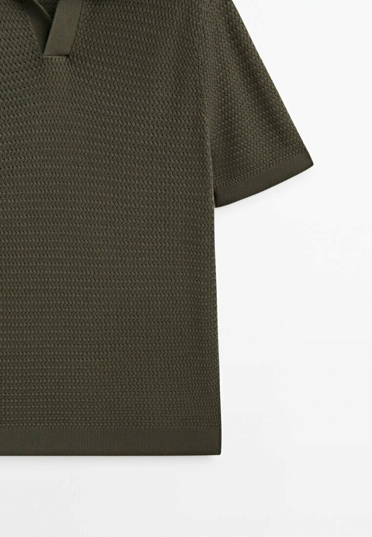 Massimo Dutti Textured Short Sleeve - Polo Shirt - Green 10 Massimo Dutti Textured Short Sleeve - Polo Shirt - Green - Image 8