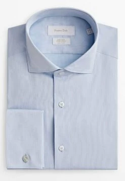 Massimo Dutti Regular Fit Textured With Double Cuffs- Formal Shirt - Light Blue -Massimo Dutti Shop ad1d36cf6fa34207b8fd4effcdb922b4