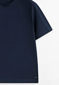 Massimo Dutti Textured Short Sleeve - Basic T-Shirt - Blue -Massimo Dutti Shop ad2668a3d817437288a3bdcd5af8ad11