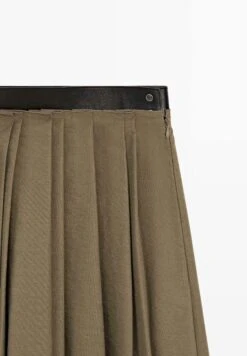 Massimo Dutti MIDI WITH WAIST DETAIL - Pleated Skirt - Light Brown -Massimo Dutti Shop ad272ece2897477db89eba7d1c4f9549