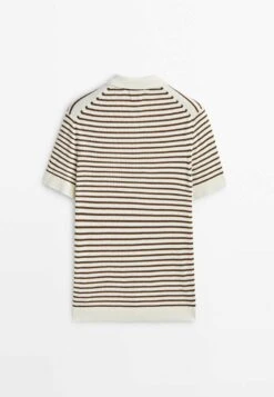 Massimo Dutti Striped Collar- Polo Shirt - Beige -Massimo Dutti Shop ad8709d0796547ecad25e9fc50b7e3ac