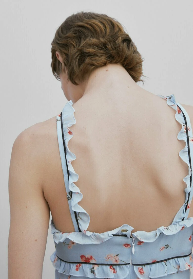Massimo Dutti Studio - Long Strappy Floral Print - Maxi Dress - Light Blue 6 Massimo Dutti Studio - Long Strappy Floral Print - Maxi Dress - Light Blue - Image 4