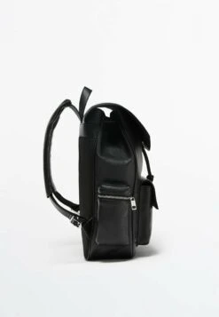 Massimo Dutti With Flap And Pocket Details- Rucksack - Black -Massimo Dutti Shop adb539345ad749239b93ca11131acc85