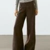 Massimo Dutti HIGH-WAIST WIDE-LEG - Trousers - Dark Brown 2 Massimo Dutti HIGH-WAIST WIDE-LEG - Trousers - Dark Brown -Massimo Dutti Shop adcfe6a05c9640d4a6237b129640a4a4