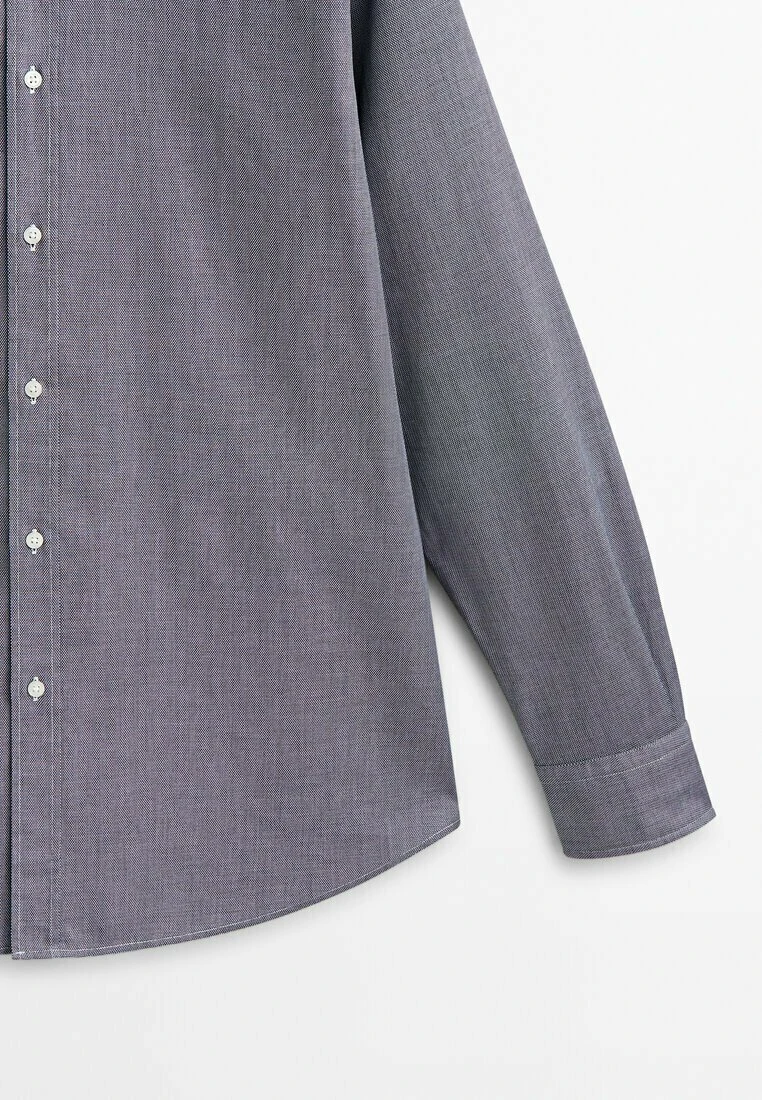 Massimo Dutti Textured Bird S-Eye - Shirt - Grey 10 Massimo Dutti Textured Bird S-Eye - Shirt - Grey - Image 8