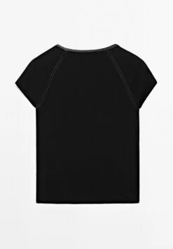 Massimo Dutti SHORT SLEEVE WITH CONTRAST SEAMS - Basic T-shirt - Black -Massimo Dutti Shop ae535dc91c1a466f9cce5b9a44b46065