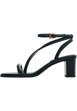 Massimo Dutti Strappy Block Heel- Sandals - Black