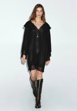 Massimo Dutti SHORT RUFFLED - Day Dress - Black