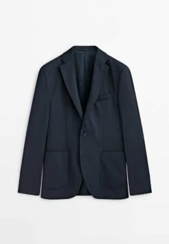 Massimo Dutti Textured Blend - Blazer Jacket - Dark Blue -Massimo Dutti Shop ae9a9205325d4235b9376ae9910607bd